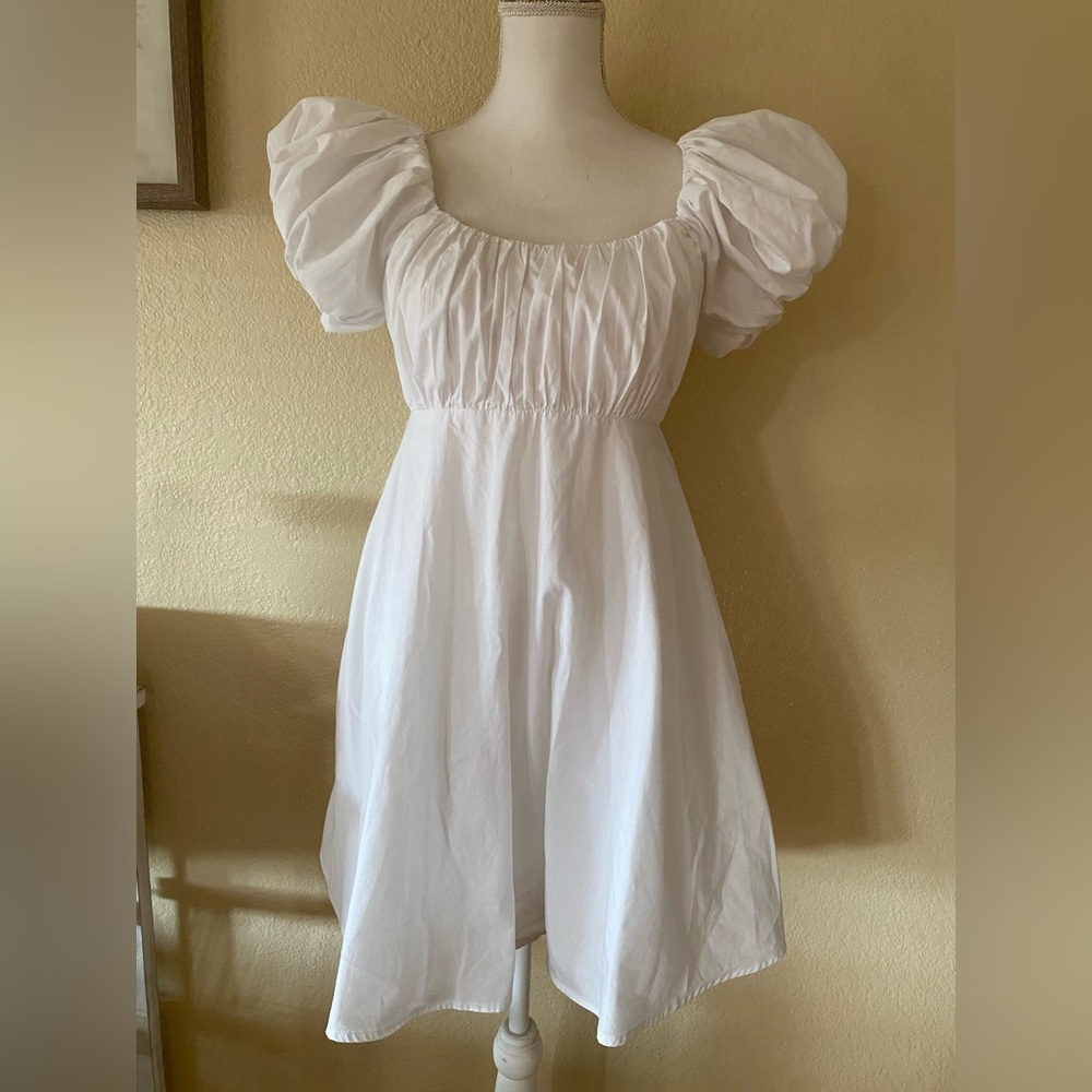 Abercrombie & Fitch White Puff Sleeve Mini Dress